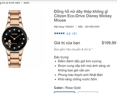 Đồng hồ nữ dây thép không gỉ Citizen Eco-Drive Disney Mickey Mouse. GA1056-54W  (mua hộ bạn nhé )