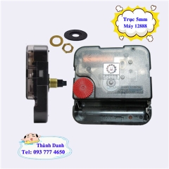 Máy đồng hồ treo tường kim trôi 12888 trục 5mm loại tốt nút đỏ kèm kim số 43 dài 10cm