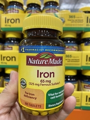 Viên uống bổ sung sắt Nature Made Iron 65mg (mua hộ)