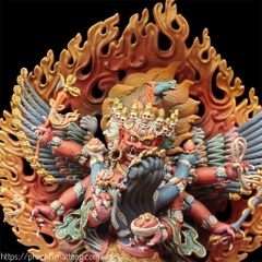Tượng Hayagriva 28cm Đồng Tím Sơn Màu