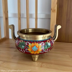 Lư đốt trầm tráng men lam