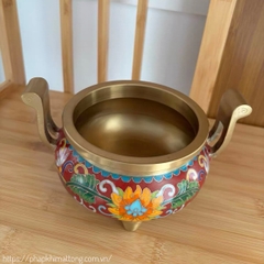 Lư đốt trầm tráng men lam