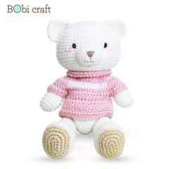 Thú bông len Bobicraft - Gấu Lizzie tinh nghịch - Cotton hữu cơ organic an toàn