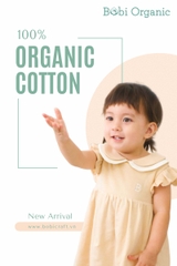 Quần áo trẻ em Bobicraft - Áo đầm cổ lá sen 2 lá cổ - Cotton hữu cơ organic an toàn