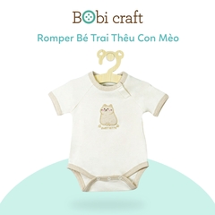 Romper Bé Trai/Gái Thêu Con Mèo