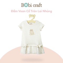 Áo Đầm Voan Cổ Tròn Lai Nhúng