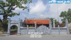 Cổng đá 08 - cuốn thư tường dào đá