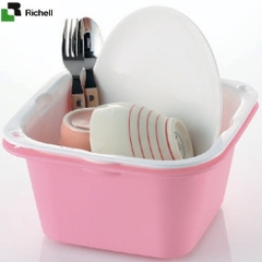 Bộ rổ nhựa kháng khuẩn Richell màu hồng