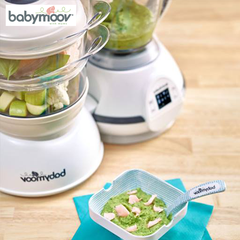 Máy hâm nóng, tiệt trùng, xay hấp thức ăn Babymoov 5in 1 màu xanh