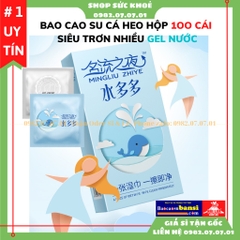 Bao Cao Su Trơn Nhiều Gel Gốc Nước Cá Heo Hộp 100 Cái, Siêu Trơn Mượt, Nước Nôi Lênh Láng, Phù Hợp Gia Đình, Khách Sạn, bán sỉ bao cao si