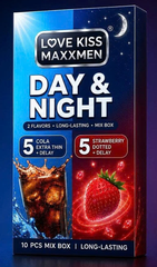 Bao cao su Love kiss maxxmen Day & Night hộp 10 chiếc size 52mm, hỗn hợp siêu mỏng, gai kéo dài