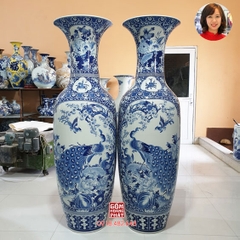 Lục bình sứ nhị cảnh vẽ kỹ Bát Tràng 1m35