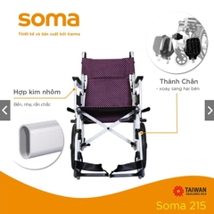 Xe lăn KARMA Soma 215 nhỏ gọn, tựa chân xoay hai bên