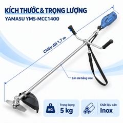 MÁY CẮT CỎ PIN YAMASU YMS-MCC1400 CÔNG SUẤT 1400W