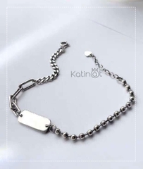 Lắc tay bạc kết hợp thanh bạc và mắc xích