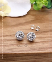 Bông tai bạc đính đá chốt xoắn ốc