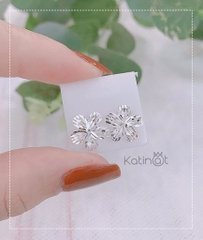 Bông tai bạc hình hoa cúc 5 cánh