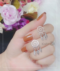 Bông tai bạc kiểu dreamcatcher kẻ bắt giữ giấc mơ