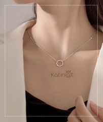 Dây chuyền bạc mặt kiểu tròn đính đá
