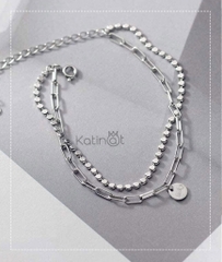 Lắc tay bạc kiểu xích tròn dây đôi
