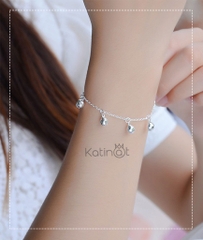 Lắc chân bạc treo 6 hạt chuông
