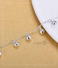 Lắc chân bạc treo 6 hạt chuông