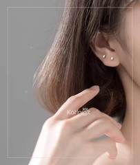 Bông tai bạc chấm vuông nhỏ