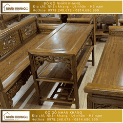 Bộ Trường Kỷ Gỗ Gụ Lào 10 Chỉ 197 Đục Cò Cua