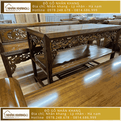 Bộ Trường Kỷ Gỗ Gụ Lào 10 Chỉ 197 Đục Cò Cua