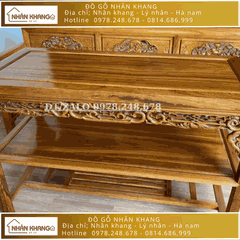 Bộ Trường Kỷ Gỗ Gụ Lào 9 Chỉ 197 Đục sen cò