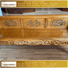 Bộ Trường Kỷ Gỗ Gụ Lào 9 Chỉ 197 Đục sen cò