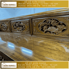 Bộ Trường Kỷ Gỗ Gụ Lào 10 Chỉ 197 Đục Cò Cua