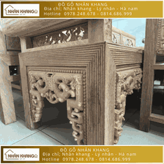 Bộ Trường Kỷ Gỗ Gõ Đỏ 11 Chỉ 217 Đục Sen Cò