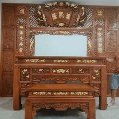 Bộ Hoành Phi Câu Đối Gỗ