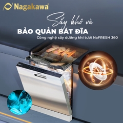 Máy rửa chén 15 bộ cao cấp Nagakawa NK15D06M - Diệt khuẩn UV Led, Nano Silver