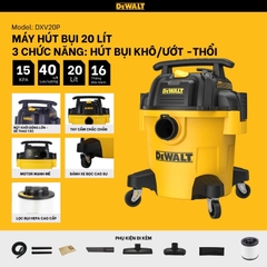 Máy hút bụi 3 chức năng 20L Dewalt DXV20P