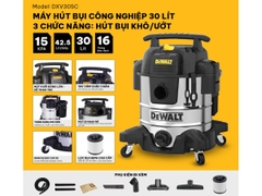 Máy hút bụi công nghiệp 3 chức năng Dewalt DXV30SC - 30 lít