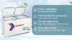 Tủ đông Sanaky Inverter VH-4099A4K cánh kính cường lực màu xám