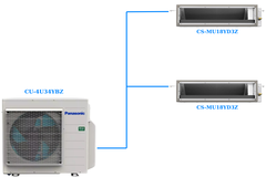 Combo Multi Panasonic Inverter 1 Dàn Nóng 4 Hp + 2 Dàn Lạnh Nối Ống Gió 2 Hp