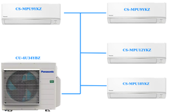 Combo Multi Panasonic Inverter 4.0 HP CU-4U34YBZ / CS-MPU9YKZ x2 + CS-MPU12YKZ + CS-MPU18YKZ