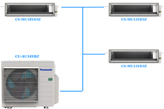 Combo Multi Panasonic Inverter 1 Dàn Nóng 4 Hp + 3 Dàn Lạnh Nối Ống Gió 1.5 Hp-2 Hp