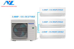 Multi Panasonic Inverter CU-3U27YBZ / CS-MXPU9YKZ (x2) + CS-MXPU18YKZ