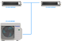 Combo Multi Panasonic Inverter 1 Dàn Nóng 3 Hp + 2 Dàn Lạnh Nối Ống Gió 1.5 Hp-2 Hp