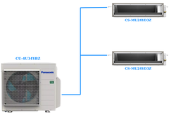 Combo Multi Panasonic Inverter 1 Dàn Nóng 4 Hp + 2 Dàn Lạnh Nối Ống Gió 2.5 Hp