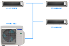 Combo Multi Panasonic Inverter 1 Dàn Nóng 4 Hp + 3 Dàn Lạnh Nối Ống Gió 1.5 Hp