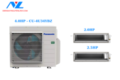 Combo Multi Panasonic Inverter 1 Dàn Nóng 4 Hp + 2 Dàn Lạnh Nối Ống Gió 2 Hp-2.5 Hp