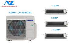 Combo Multi Panasonic Inverter 1 Dàn Nóng 4 Hp + 3 Dàn Lạnh Nối Ống Gió 1.5 Hp-2 Hp
