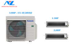 Combo Multi Panasonic Inverter 1 Dàn Nóng 3 Hp + 2 Dàn Lạnh Nối Ống Gió 1.5 Hp-2 Hp