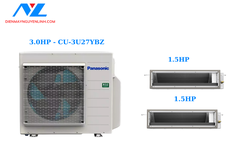 Máy Lạnh Multi Panasonic Inverter 1 Dàn Nóng 3 Hp + 2 Dàn Lạnh Nối Ống Gió 1.5 Hp