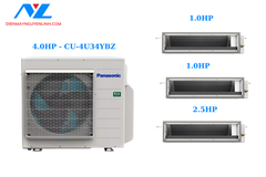 Multi Panasonic Inverter 1 Dàn Nóng 4 Hp + 3 Dàn Lạnh Nối Ống Gió 1 Hp-2.5 Hp